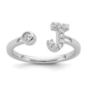 14K White Gold Lab Grown Diamond SI1/SI2, G H I, Initial J Adjustable Ring